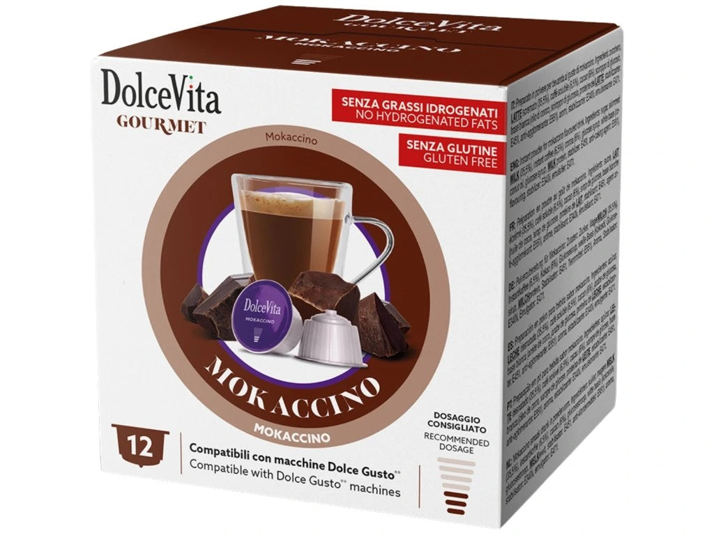Dolce Gusto için çikolatalı Cappuccino Dolce Vita Mokaccino 12 kapsül
