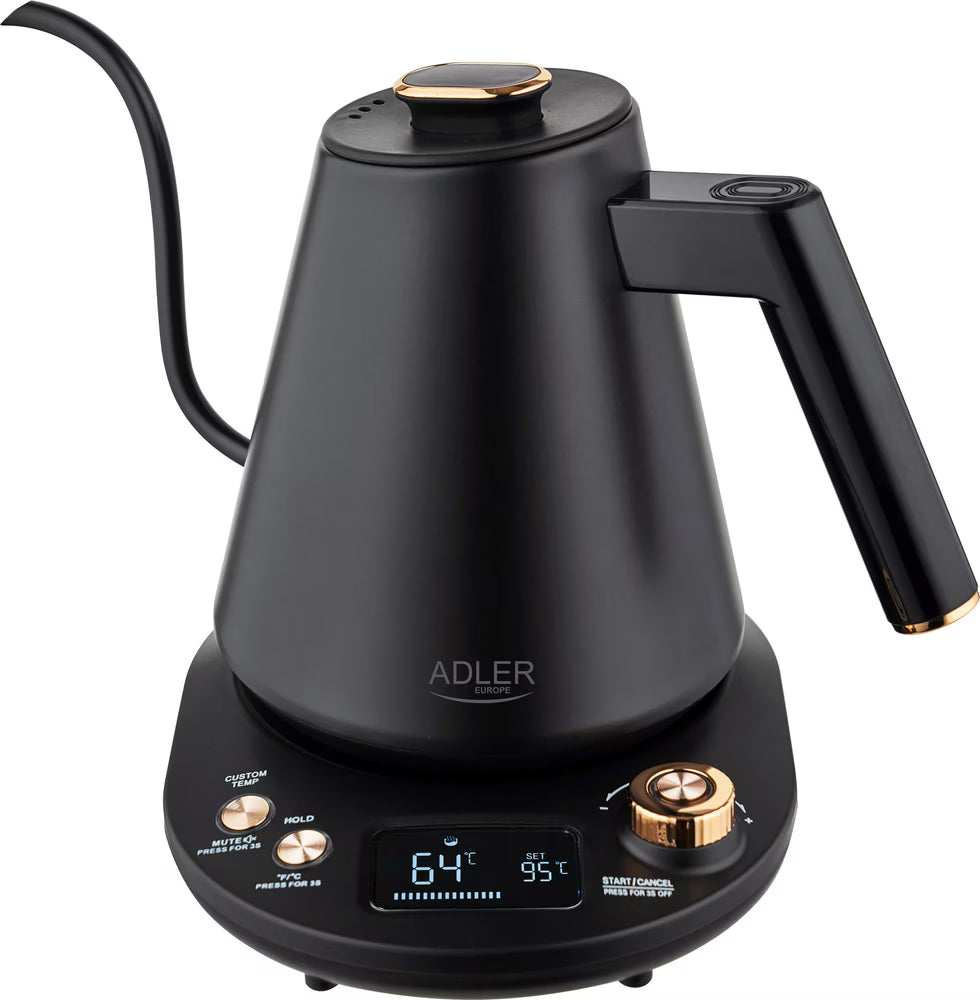 Elektrikli su ısıtıcısı Adler AD 1349, 1100W, 1L, 40-100 C, Sıcak tutma, LED ekran, Siyah