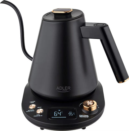 Elektrikli su ısıtıcısı Adler AD 1349, 1100W, 1L, 40-100 C, Sıcak tutma, LED ekran, Siyah