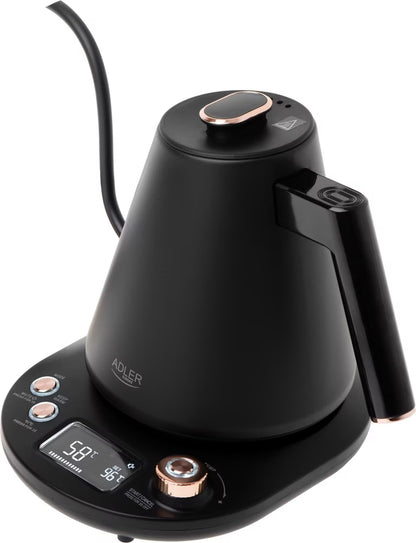 Elektrikli su ısıtıcısı Adler AD 1349, 1100W, 1L, 40-100 C, Sıcak tutma, LED ekran, Siyah