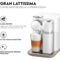Kapsüller için Espresso kahve makinesi Delonghi Nespresso Gran Lattissima EN640.W