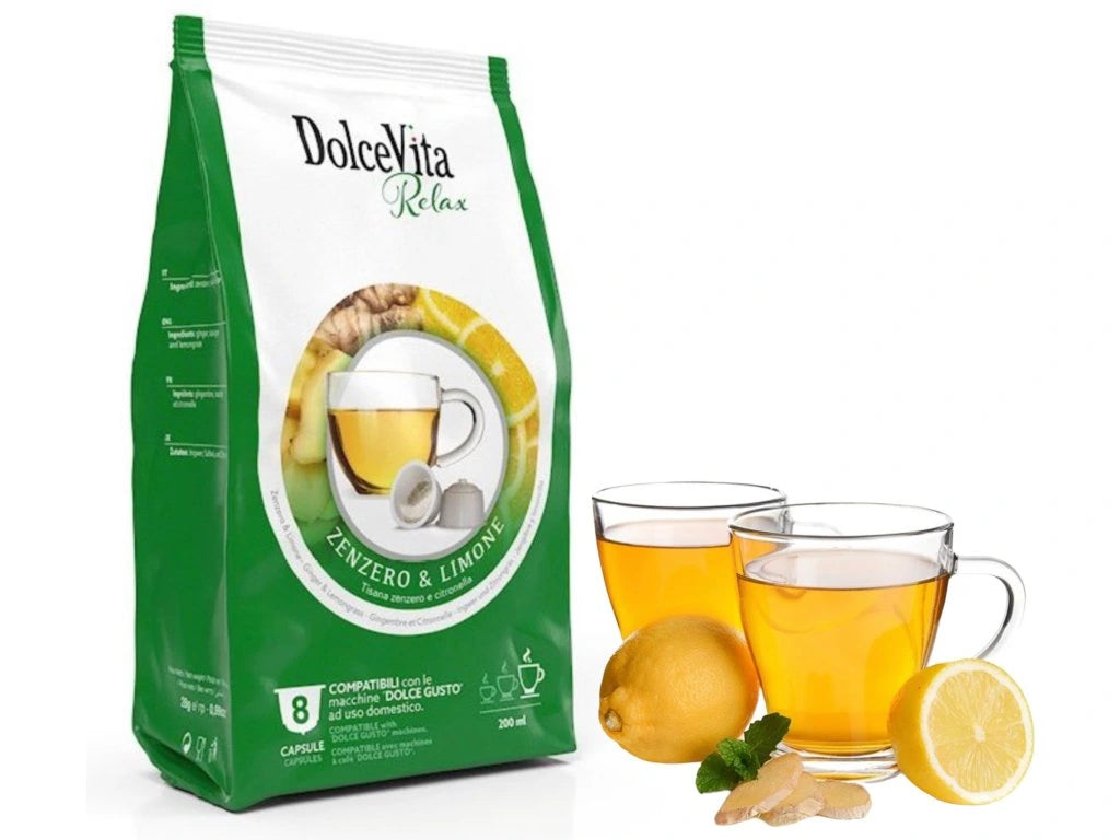 Dolce Gusto için Dolce Vita zencefilli limonlu bitki çayı, 8 kapsül.