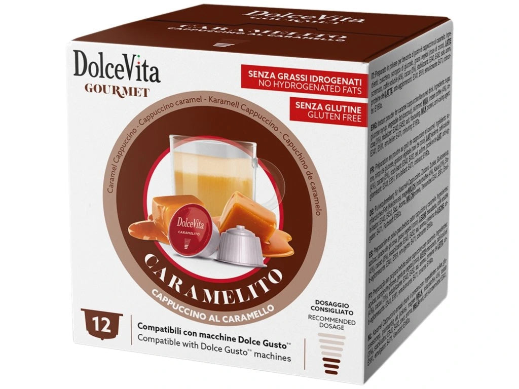 Dolce Gusto 12 kapsül için karamel aromalı Dolce Vita Cappuccino