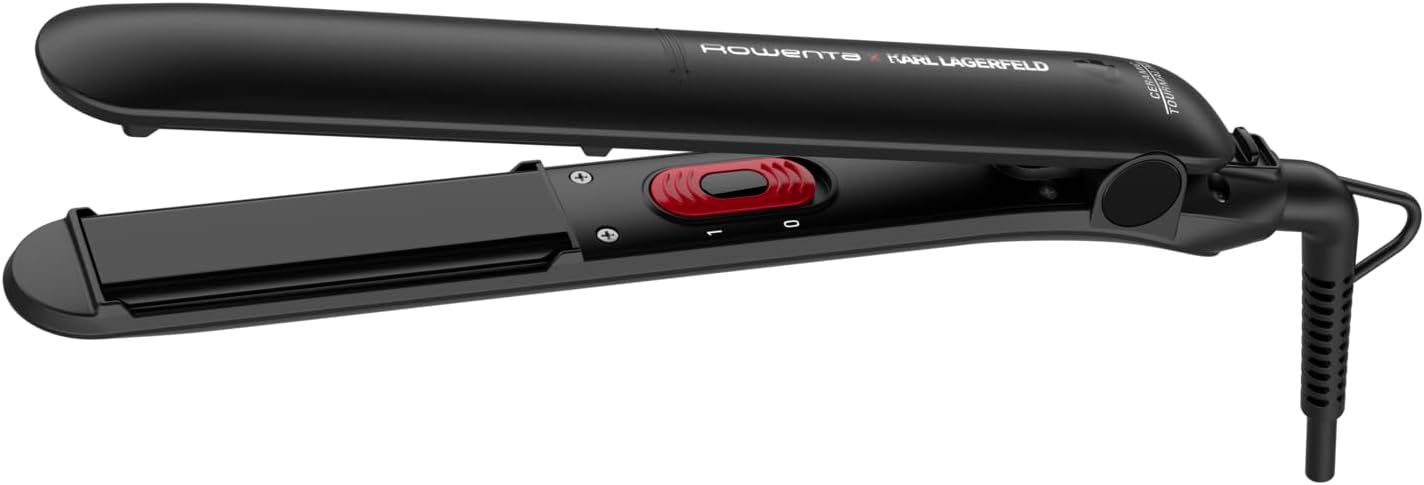 EasyLiss Karl Lagerfeld SF161LF0 Saç Düzleştirici, Seramik Turmalin, 200 °C, Akıllı Plakalar, Düzleştirme ve Kıvırma Fonksiyonu, Hızlı Isınma, 1,8 m Kablo, Siyah/Kırmızı