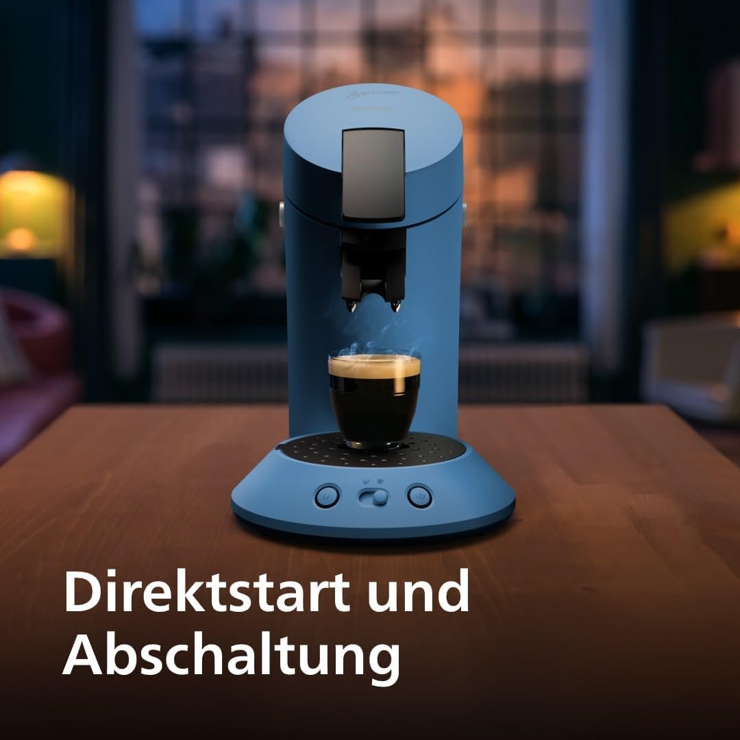 Philips Senseo Original Plus Coffee Pad Machine, Coffee Strength Selection, Coffee Boost Technology, Recycled Plastic, Blue Pavone (CSA210/00)