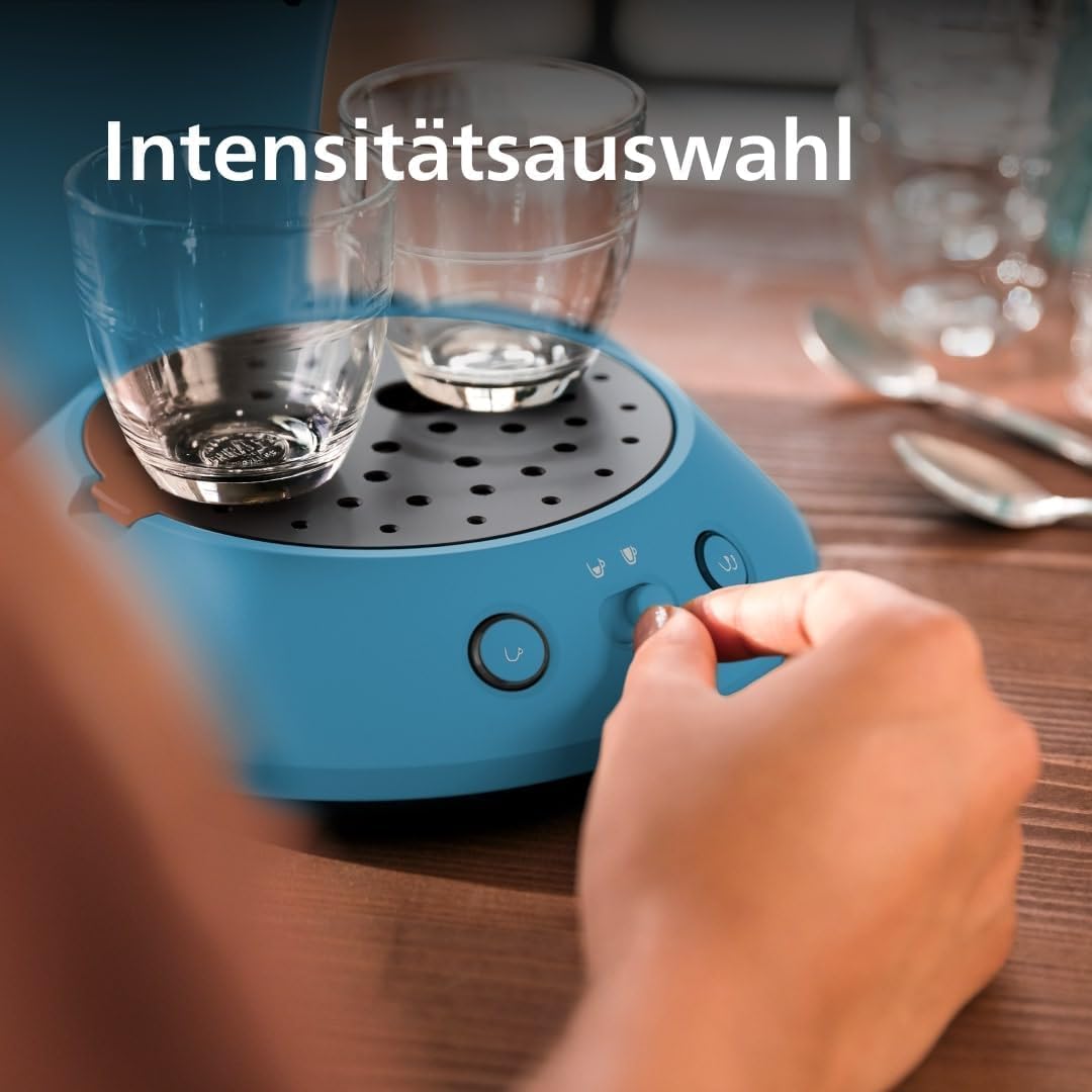 Philips Senseo Original Plus Coffee Pad Machine, Coffee Strength Selection, Coffee Boost Technology, Recycled Plastic, Blue Pavone (CSA210/00)