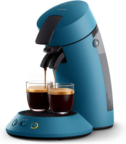 Philips Senseo Original Plus Coffee Pad Machine, Coffee Strength Selection, Coffee Boost Technology, Recycled Plastic, Blue Pavone (CSA210/00)