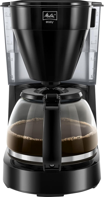 Melitta Easy – Çıkarılabilir döner filtreli kahve makinesi, cam sürahi ve damlama durduruculu filtre kahve makinesi, 10 fincana kadar kahve için, siyah
