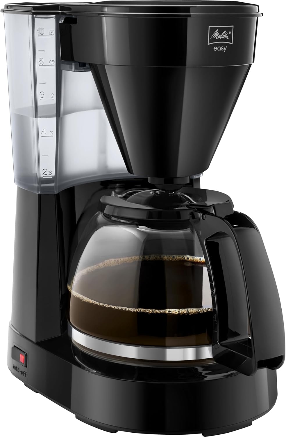 Melitta Easy – Çıkarılabilir döner filtreli kahve makinesi, cam sürahi ve damlama durduruculu filtre kahve makinesi, 10 fincana kadar kahve için, siyah