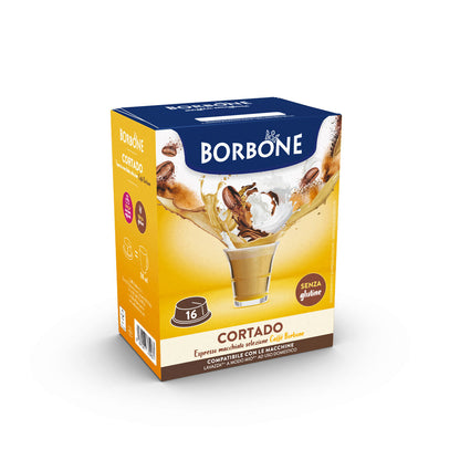 Macchiato kahve aromalı CORTADO hazır içecek için 16 adet Borbone kapsülü.