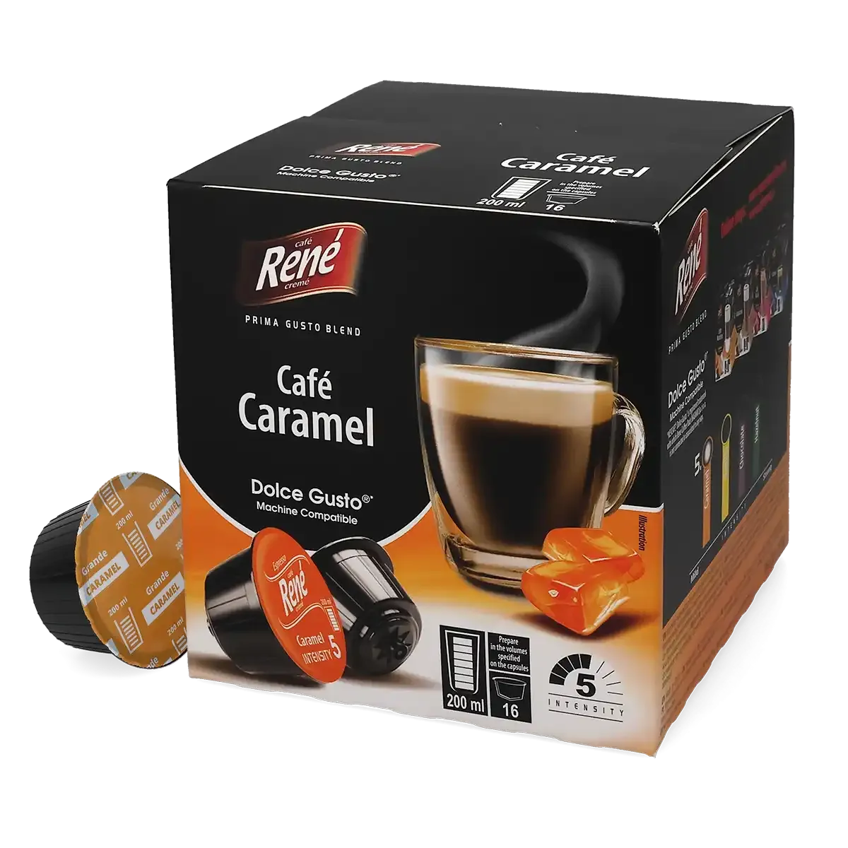 Karamelli kahve - Café René Dolce Gusto için 16 kapsül.