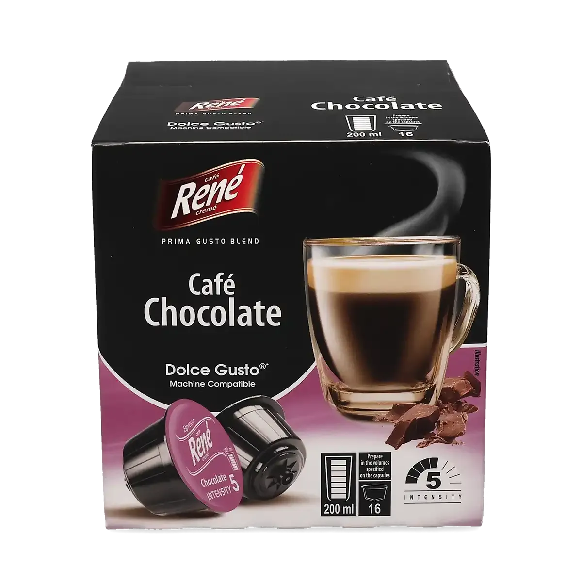 Çikolatalı kahve - Café René Dolce Gusto için 16 kapsül.