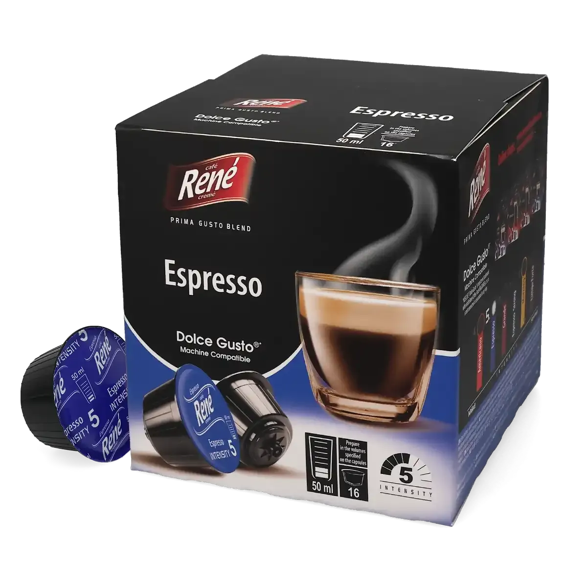 Espresso - Café René Dolce Gusto için 16 kapsül.