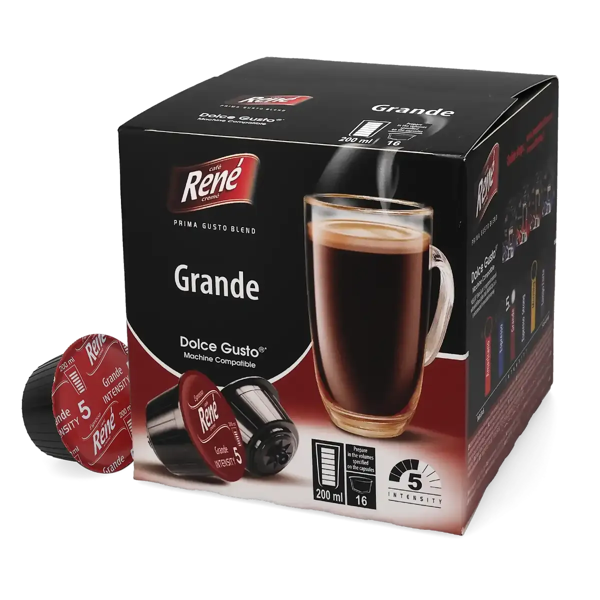 Grande - Café René Dolce Gusto için 16 kapsül.