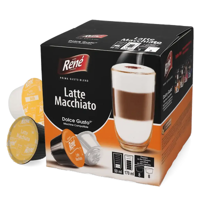 Latte Macchiato - Café René Dolce Gusto için 16 kapsül.