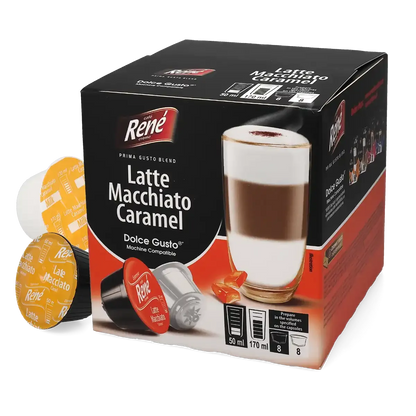 Karamelli Latte Macchiato - Café René Dolce Gusto için 16 kapsül.