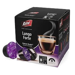 Lungo Forte - Café René Dolce Gusto için 16 kapsül.