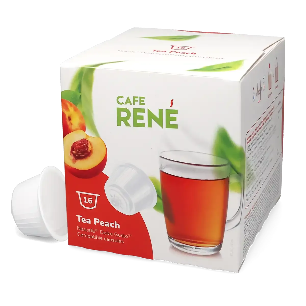Şeftali çayı - Café René Dolce Gusto için 16 kapsül.