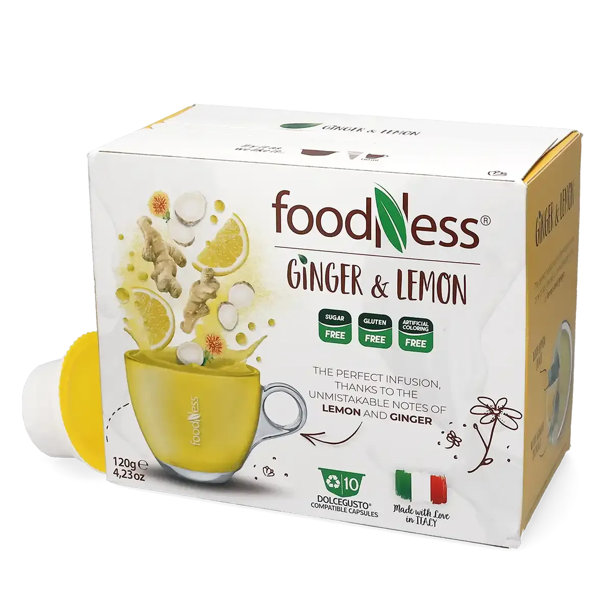 Zencefil ve Limon Çayı - FoodNess Dolce Gusto için 10 kapsül