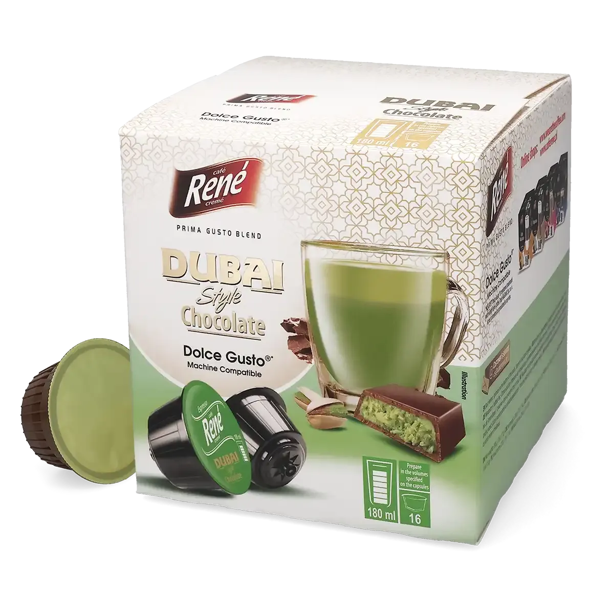 Dubai tarzı çikolata Dolce Gusto için 16 kapsül.