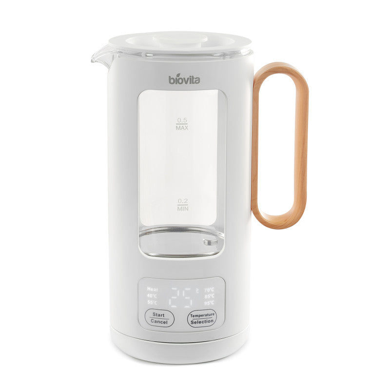 Biovita Kitty elektrikli su ısıtıcısı, 500 W, 0,5 L, cam/paslanmaz çelik, döner taban, dijital ekran, LED aydınlatma