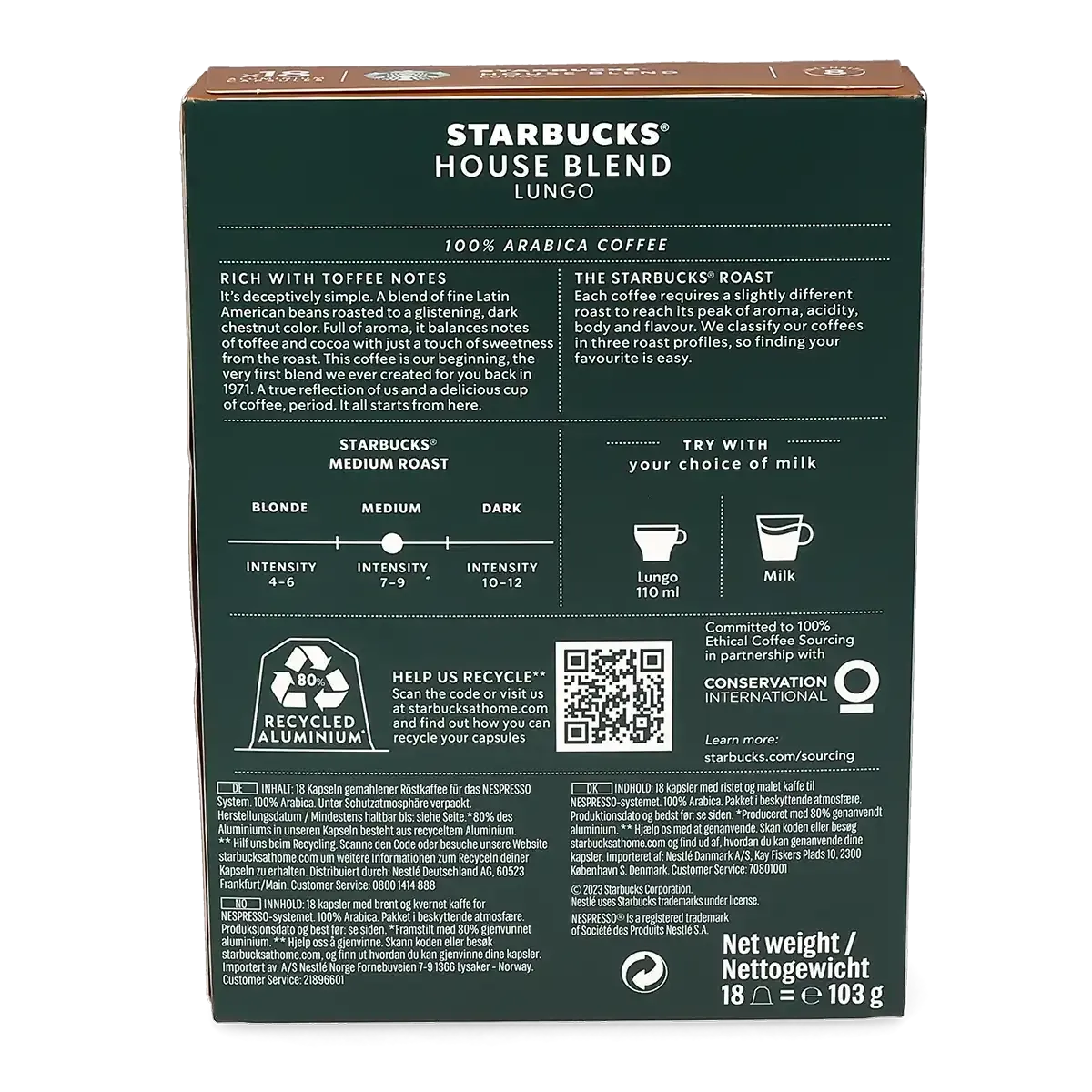 Lungo House Blend 18 Starbucks® by Nespresso® kapsülü