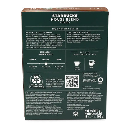 Lungo House Blend 18 Starbucks® by Nespresso® kapsülü