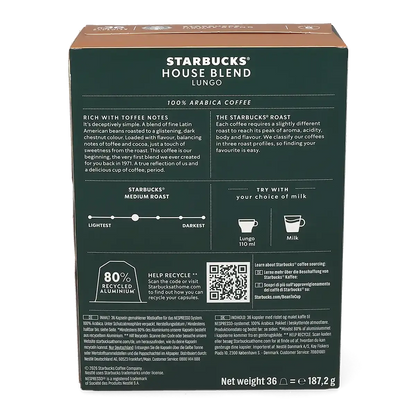 Lungo House Blend 36 Starbucks® by Nespresso® kapsülü