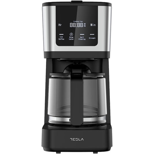 Tesla CMF200BX Kahve Makinesi, 900 W, Dijital Ekran, 1,25 L, Siyah/Paslanmaz Çelik