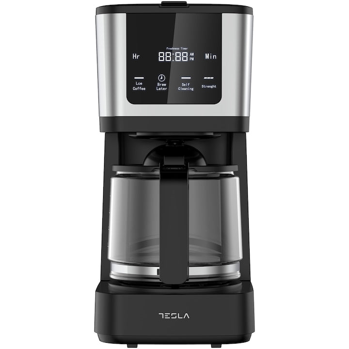 Tesla CMF200BX Kahve Makinesi, 900 W, Dijital Ekran, 1,25 L, Siyah/Paslanmaz Çelik