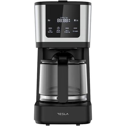 Tesla CMF200BX Kahve Makinesi, 900 W, Dijital Ekran, 1,25 L, Siyah/Paslanmaz Çelik