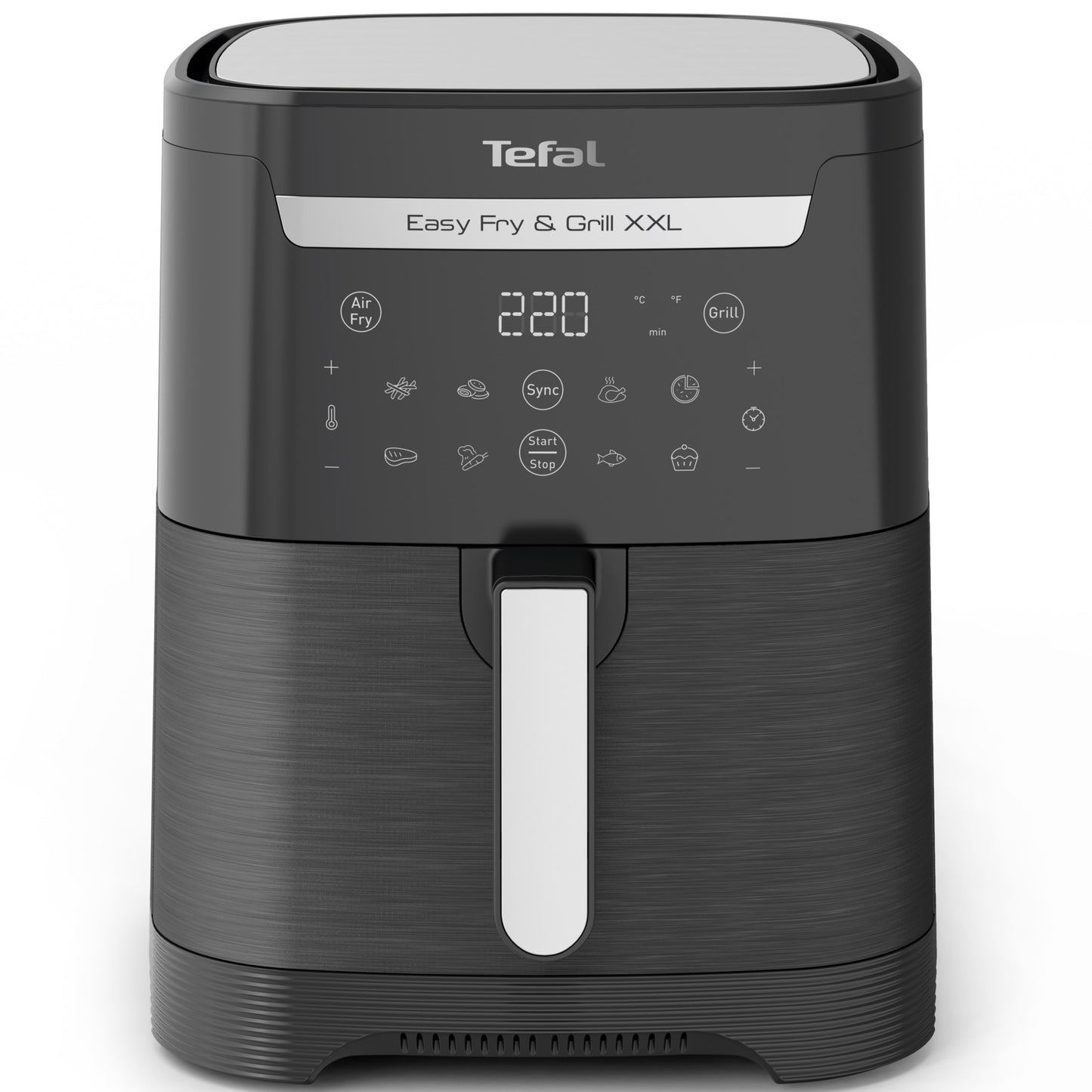 Tefal EasyFry & Grill XXL EY801815 sıcak hava fritözü, 1830W, 6,5L kapasite, ızgara fonksiyonu, 8 program, 2 pişirme bölgesi, Extra Crisp teknolojisi, Sync fonksiyonu, yapışmaz kaplama, siyah.