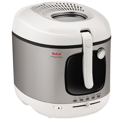 Tefal Amega FR4800 Derin Yağ Fritözü, 2100 W, 2 kg, 3,3 l, Ayarlanabilir sıcaklık 150-190°C, Hoş olmayan kokuları filtreler, Beyaz/Gri