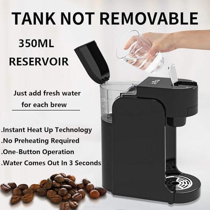 Golxmse mini espresso makinesi, 4 farklı boyutta, 350 ml kapasiteli, hızlı ısıtma teknolojisi, 250x120x272 mm, siyah