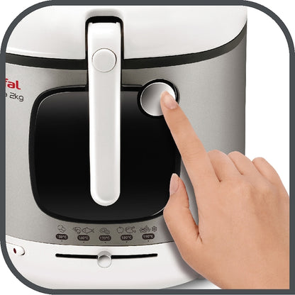 Tefal Amega FR4800 Derin Yağ Fritözü, 2100 W, 2 kg, 3,3 l, Ayarlanabilir sıcaklık 150-190°C, Hoş olmayan kokuları filtreler, Beyaz/Gri