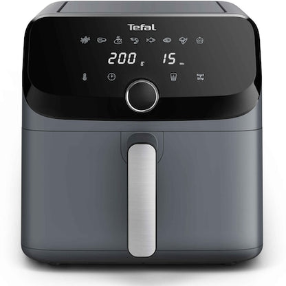Tefal Easy Fry Mega EY855BE0 sıcak hava fritözü, 2020 W, 7,5 litre kapasite, 8 otomatik program, Çıkarılabilir yapışmaz hazne, LCD ekran, 80°C ile 200°C arasında ayarlanabilir sıcaklık, 60 dakikaya kadar zamanlayıcı, Gri.