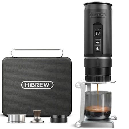 araç ve kamp kullanımı için taşınabilir Hibrew H4C espresso makinesi kiti, 20 bar, 7500mAh, 100ml, siyah.