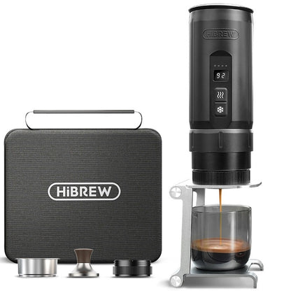 araç ve kamp kullanımı için taşınabilir Hibrew H4C espresso makinesi kiti, 20 bar, 7500mAh, 100ml, siyah.