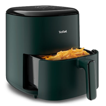 Tefal Easy Fry Max EY245310 sıcak hava fritözü, 5 litre kapasite, 1500 W güç, 10 otomatik program, Dokunmatik ekran, Çıkarılabilir yapışmaz hazne, Otomatik durdurma, Tarif kitabı dahil, Yeşil