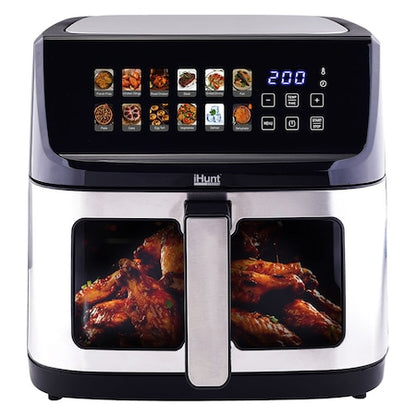 iHunt Bro Air Fryer 11L, 2300W, Geniş kapasite, Zamanlayıcı, Buz çözme, Dijital dokunmatik kontrol, 12 önceden ayarlanmış program, Otomatik kapanma, Termostat 60 - 200°C, Birinci sınıf paslanmaz çelik, Gümüş Siyah
