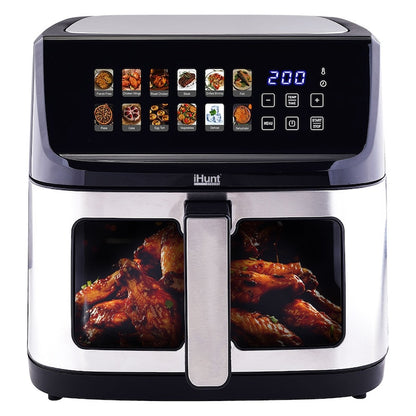 iHunt Bro Air Fryer 11L, 2300W, Geniş kapasite, Zamanlayıcı, Buz çözme, Dijital dokunmatik kontrol, 12 önceden ayarlanmış program, Otomatik kapanma, Termostat 60 - 200°C, Birinci sınıf paslanmaz çelik, Gümüş Siyah
